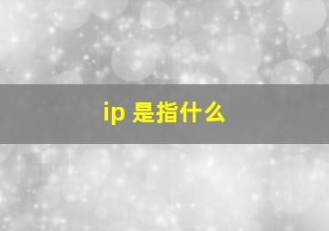 ip 是指什么